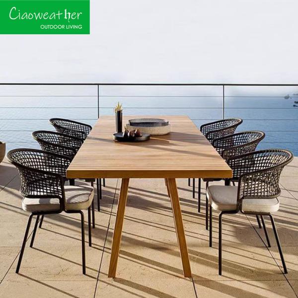 Waterproof Upholstery Cushion Outdoor Dining Table and Chair Set with Faux