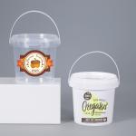 Water 900ml 1L 2L ISO9001SGS Clear Plastic Bucket With Lid for Nuts Yogurt Candy