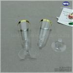 150ml Gold Rimmed Plastic Champagne Flutes -New Elegant Plastic Champagne Flutes