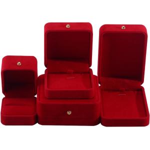Wholesale Red Velvet Jewelry Packaging Box for Necklace Bracelet Stud Earrings Ring Custom Logo from china suppliers