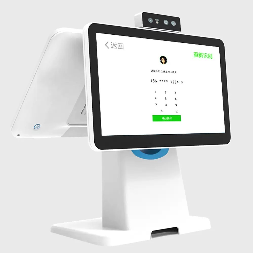 All In One Unmanned Scan Code Ordering POS System 15.6Inch Capacitive Touch Terminal For Restaurant Supermarket Business