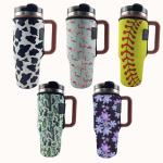 Custom Sublimation Printing 40oz Handle Tumbler Cup Sleeve Neoprene 40oz
