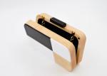 Natural Black White Acrylic Wooden Clutch Bag With Snake Shape Chain