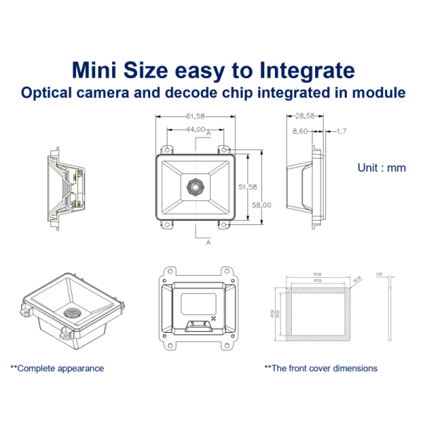 Embedded 1D 2D QR Code Scanner Module Auto Scan Programmable For IOT Machine