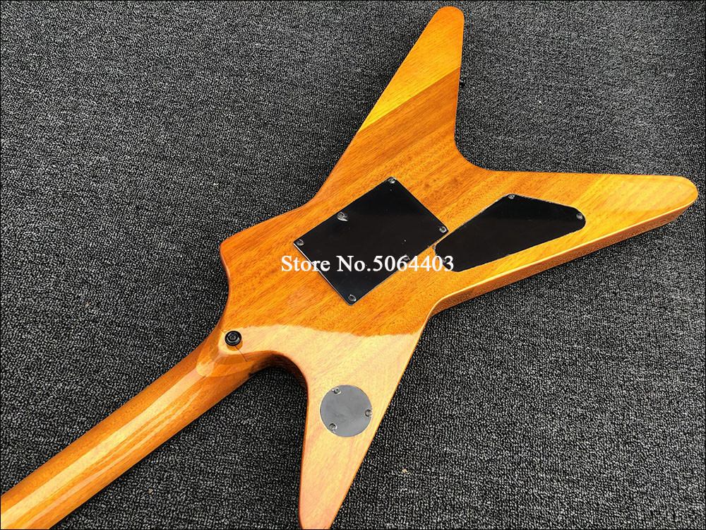 Irregular Special-shaped electric guitar yellow paint rosewood fingerboard double-wave electric guitar free shipping