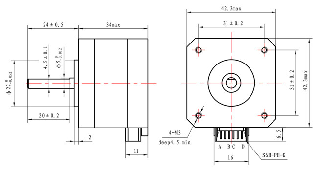 42x42x34mm NEMA 17 Stepper Motor D Shaft DC 12V 0.3N.M For XYZ Axis