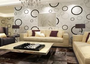 Wholesale Geometric Non - woven Modern Removable Wallpaper with Black and White Circles from china suppliers