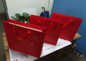 Wholesale Food Packaging Logo Printed Paper Gift Bags , Paper Goodie Bags Red Color from china suppliers