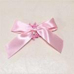 Pink Satin Blossom Fabric Ribbon Bow Eco - Friendly Customized For Gift Packing