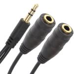 1 Male To 2 Female Split 3.5mm Stereo Jack Headphone Audio Y Splitter Cable
