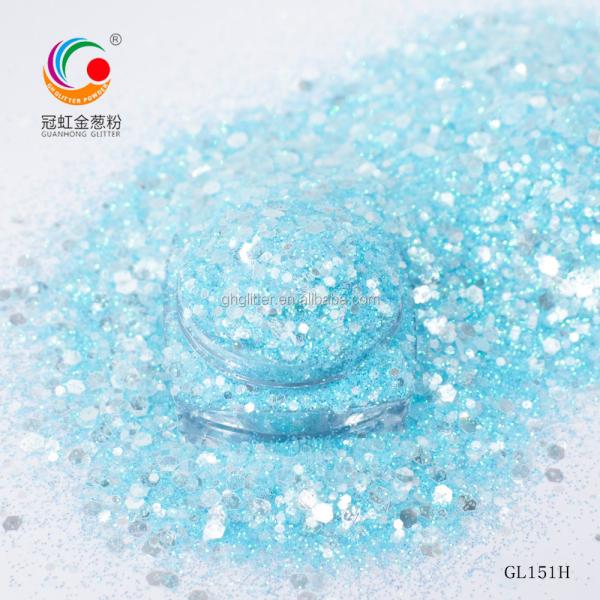Nail Decoration Polyester Hexagonal Holo Glitter Mix Rainbow Chunky Glitter For Christmas Supplies
