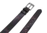 1 1/2" Wide Embossed Leather Belt Personalized Gunmetal Color BRACHI