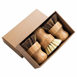 Wholesale Bamboo Round 3 Packs Mini Natural Scrub Brush With Union Fiber from china suppliers