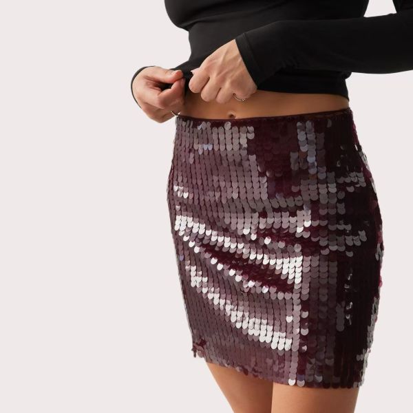 Women's Sequin Mini Skirt with Shimmer Finish for Evening Occasions