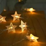 LED Star String Lights Fairy Christmas Lights Battery Operated for Indoor &