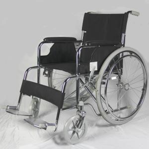 Wholesale Chromed Frame Folding Steel Wheelchair With Double Cross Bar from china suppliers