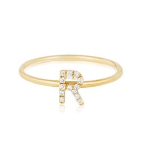 Wholesale Silver Jewelry Personalized 18K Gold Plated Stacking Initial CZ Thin Rings for Women from china suppliers