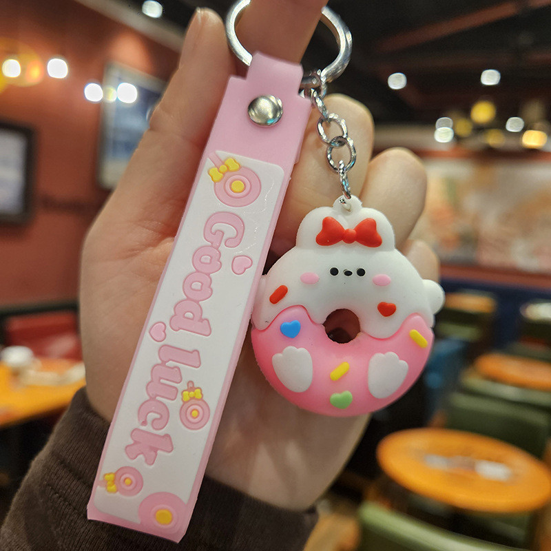 Cute Girls Silicone Key Chain with Cartoon Design Flexible and Durable