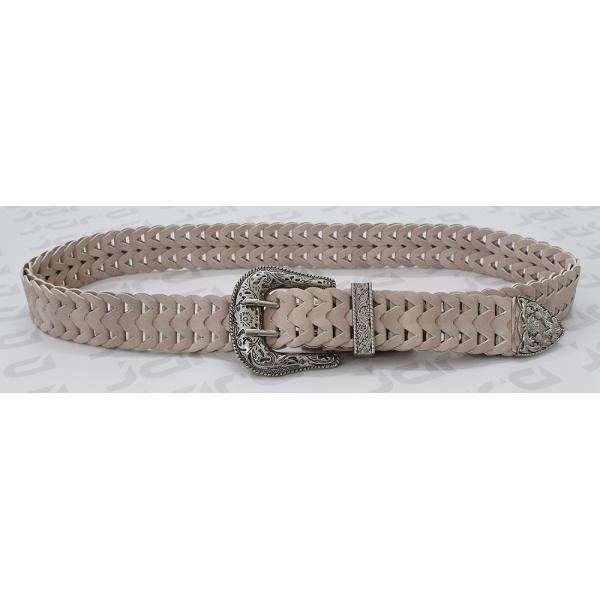 Uni - Sex PU Ladies Braided Belts For Women With Nickel Color Buckle & Metal Tip