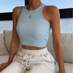 Sleeveless T Shirt Vest Solid Color Thread In Autumn Spring