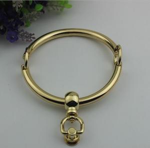 Wholesale China factory wholesale customize 95 mm round shape zinc alloy light gold circle handle handbag from china suppliers