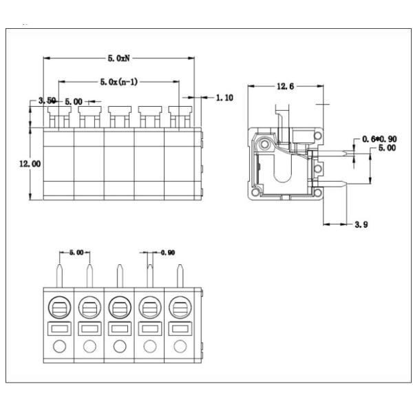 RD211R 5.0 1P-XXP 300V 15A PCB Spring Terminal Block Quick Connecting