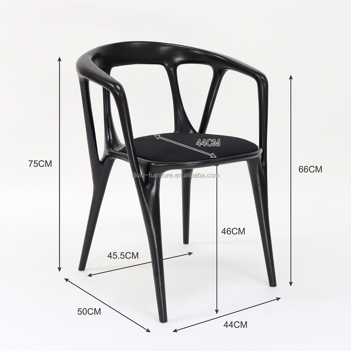 2024 Vintage Nitrolacquer Finish Wooden Artistic Customized Furniture Fabric Upholstery Dining Chair for Restaurant