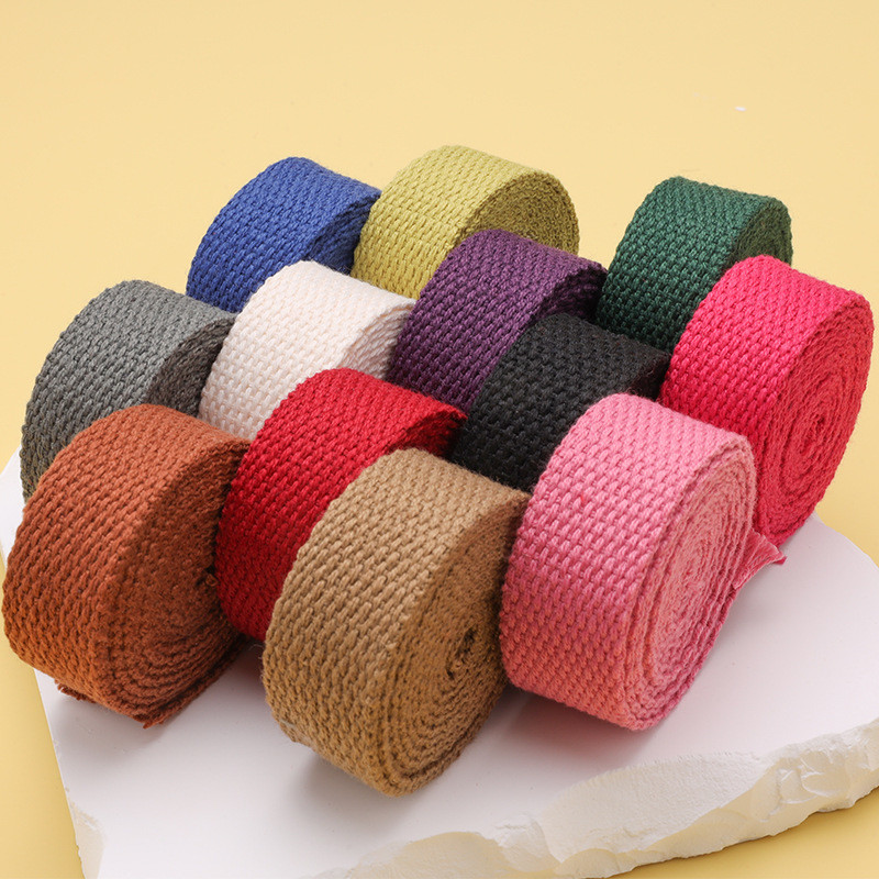 20mm-50mm Thickened Polyester Cotton Webbing School Bag Backpack Handbag Canvas Strap Solid Color Plain Weave Strap