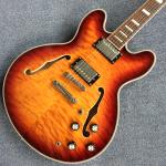 Double F holes jazz electric guitar,Rosewood Fingerboard,burst color Quilte