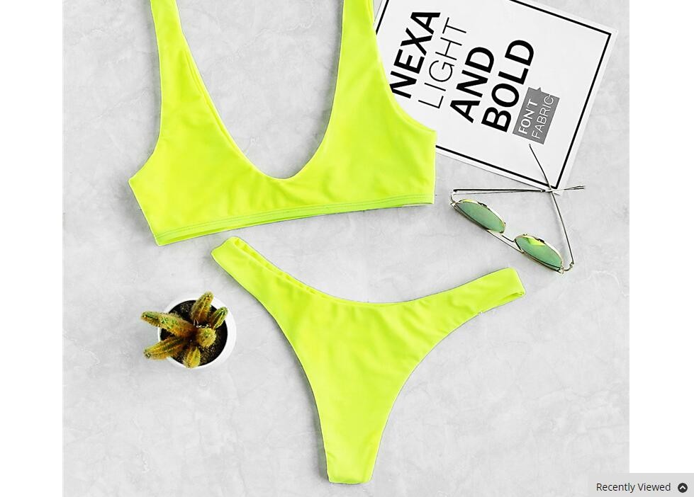 sport neon green sweatshirt Bikini vest with high bottom leg women sets Bikini plain beach swimsuit Sexy swimsuit