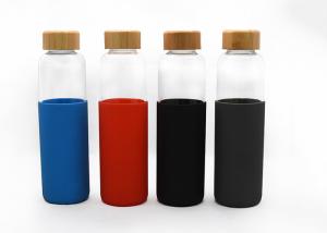 Wholesale Custom Unbreakable Glass Water Bottle Bamboo Glass Water Bottle With Silicone Sleeve from china suppliers