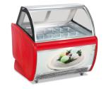 Red Green Black Color Curved Sliding Door Ice Cream Display Freezer