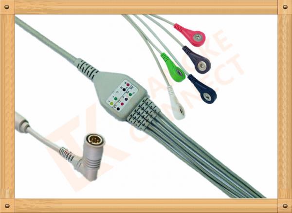 Quality Colin BP88 BP306 6 Pin Snap AHA ECG Patient Cable Customizable for sale