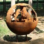 Hand Crafted 800mm Corten Steel Propane Fire Pit Outdoor Metal Garden Sphere