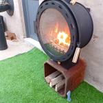 Wall Mounted Wood Burning Floating Fireplace Hanging Ceiling Round Design