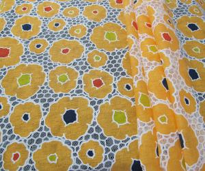 Wholesale Cotton Mesh Orange Polyester Lace Fabric for Garment / Lady Dress with Burnout Lace(CY-DK0030) from china suppliers