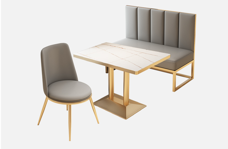 Iron Restaurant Dining Table And Chairs 120cm 4 Person Seats Elegant