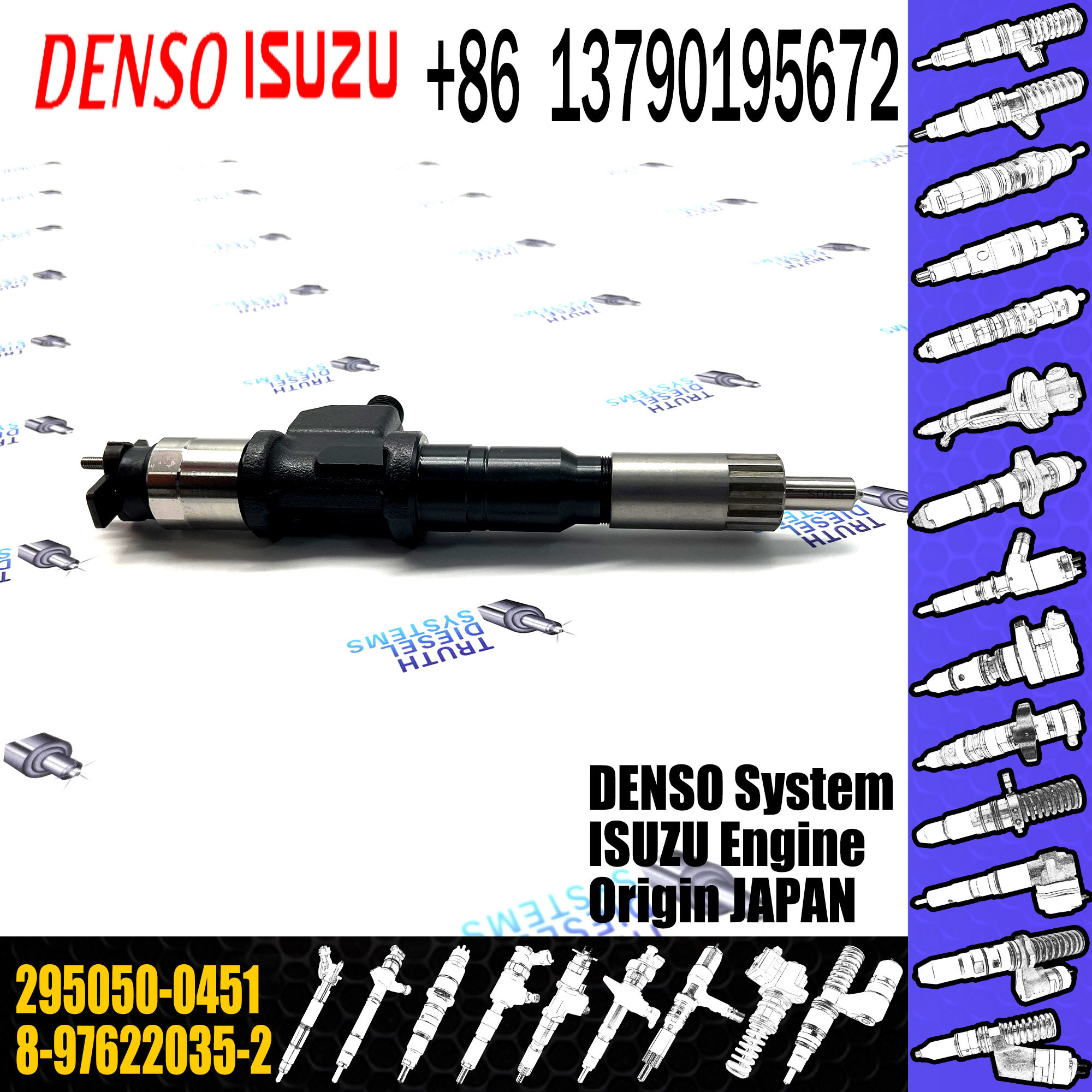 Remanufactured diesel fuel injector 8-97622035-0 295050-0450 8976220350 295050-0451