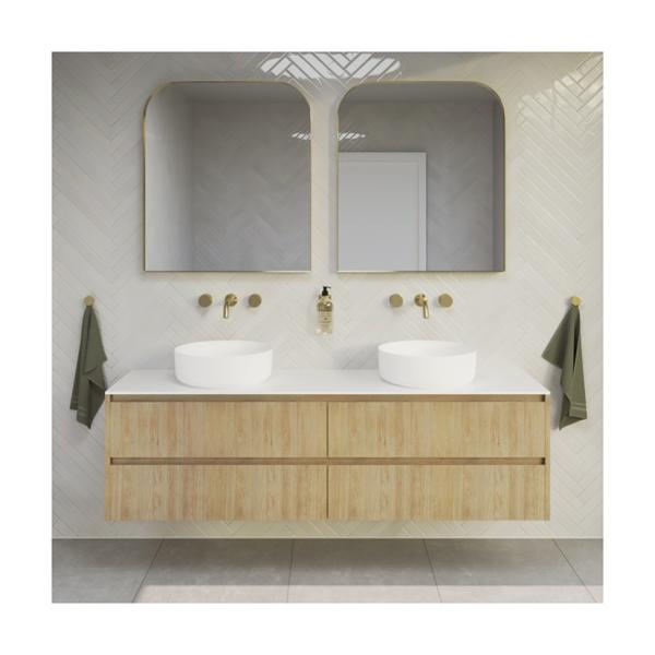 Modern Wood Bathroom Vanities Double Sink Waterproof Bathroom Cabinet for