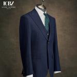 Men's Blue Striped Business Casual Suit American Formal Groom Wedding Dress