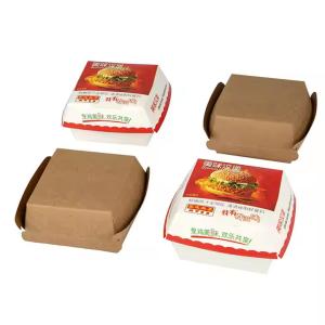 Wholesale Custom Printed Kraft Burger Boxes Food-Grade Disposable Packaging with Logo Branding from china suppliers