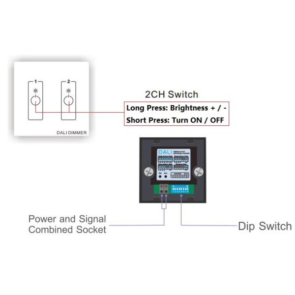 Double Channels Output LED Dimmer Switch With 86*86 Type Glass Panel IP40