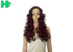Fashion Black / Red 22 Inch Long Synthetic Wigs For Ladies Curly Wave Hair