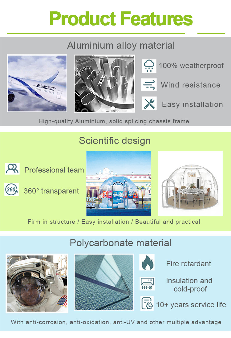 Fire Retardant Plastic Bubble Tent Polycarbonate Clear Outdoor Bubble Tent
