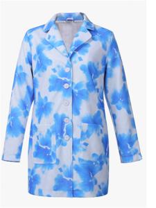 Wholesale Fitted Female Formal Blazer Blue Printed With Lapel Collar And Buttons from china suppliers