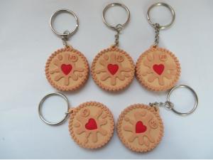 Wholesale Promotional Cute Chocolate Cookies Silicone Rubber PVC Keychains With Metal Ring , Best Christmas Gift from china suppliers