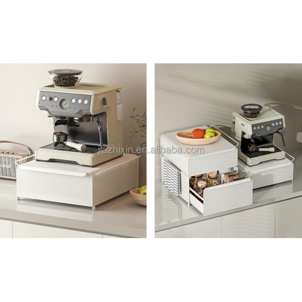 2 Tier Metal Handle Portable Capsule Drawer Organize Box Stackable Vertus Coffee Machine Stand Pull-out Mug Cup Storage Holder