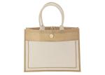 Personalized Jute Tote Bags Environmentally Friendly With Cotton Pocket