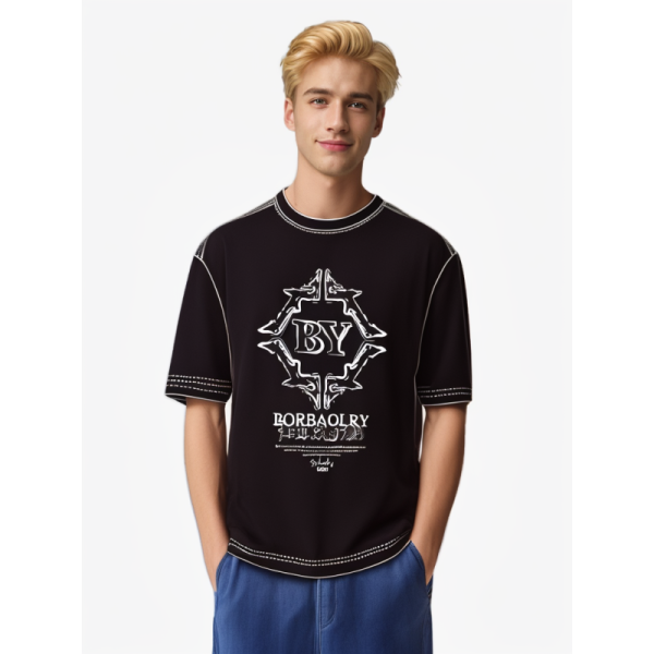 Quality Certification Spring Summer New American Retro Collection Heavy Casual Printed T-Shirt