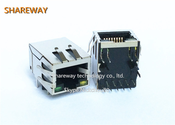Modular RJ45 Ethernet Connectors R/A RJ45 NONSHIELDED 8 CONT Y/G LEDS Cross To RJHSE-5081